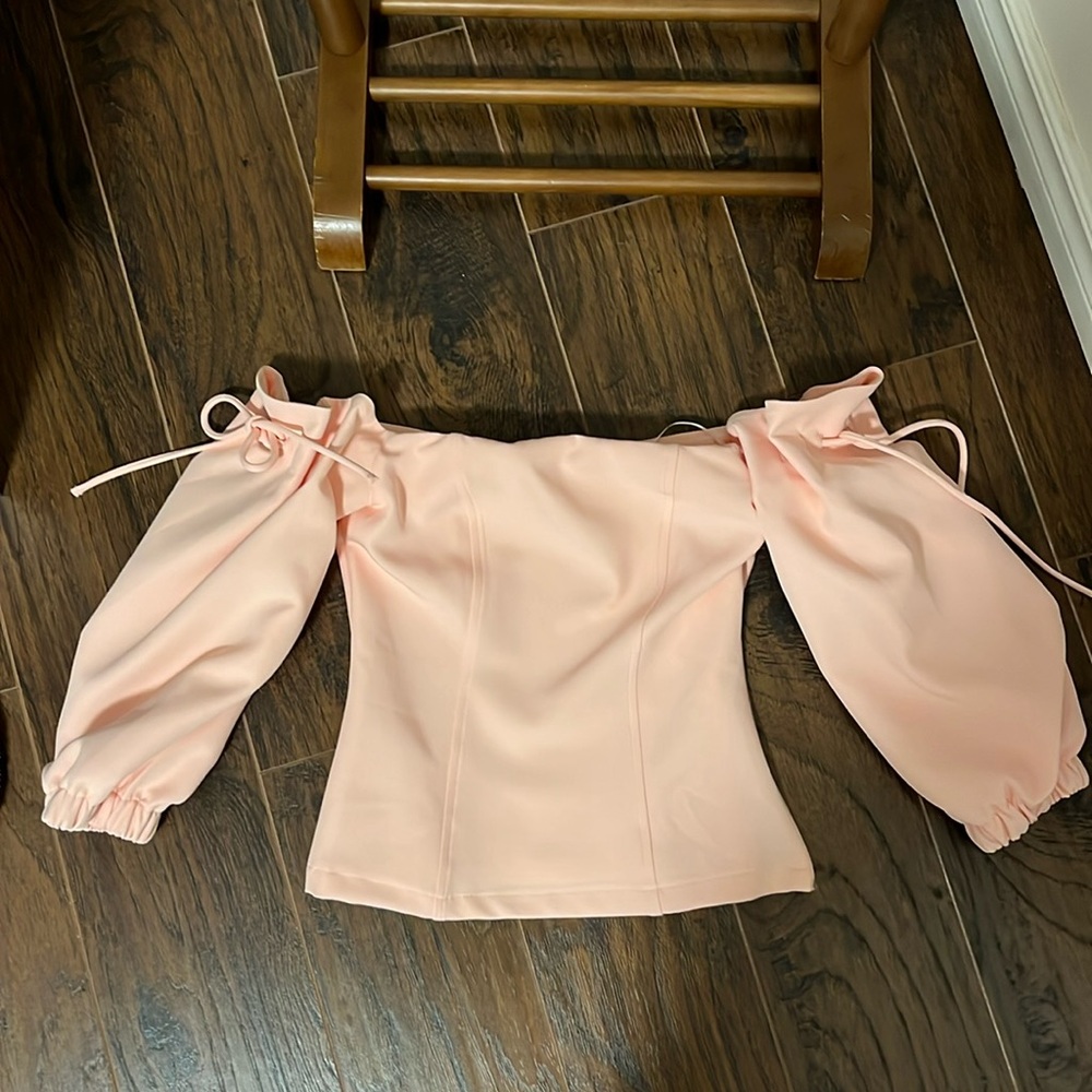 Topshop pink bustier fluffy sleeves